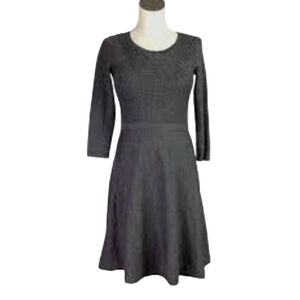 Talbots Charcoal Grey Mixed-Stitch Fit & Flare Sweater Dress - Size S